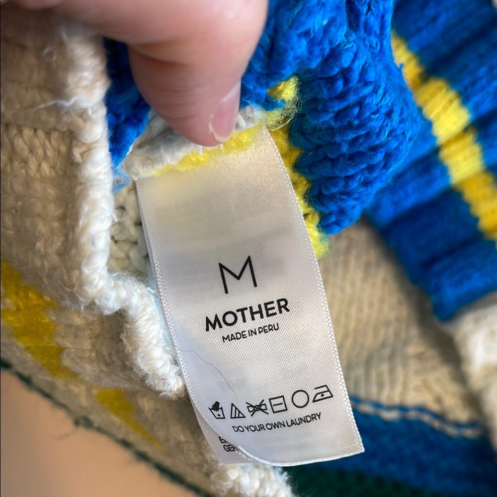 MOTHER Itsy Bitsy Intarsia Raglan Colorful Patchwork Crew Neck Sweater - Picture 9 of 11